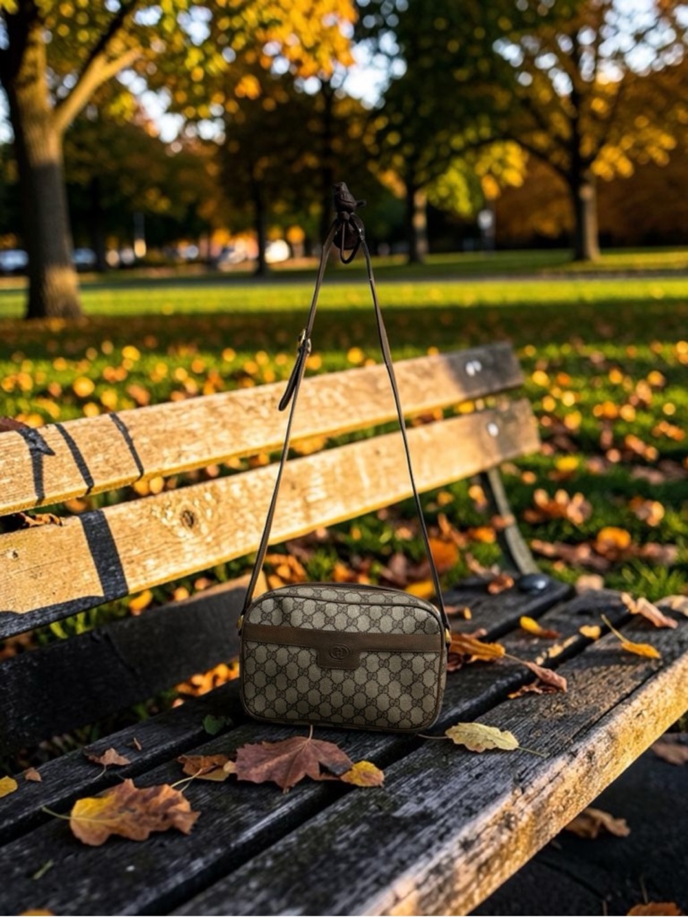 Gucci Brown Beige GG Monogram Crossbody Bag